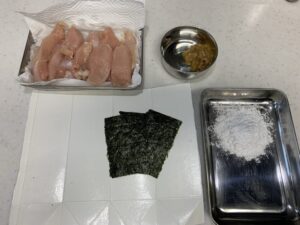 鶏むね肉の梅海苔揚げの材料